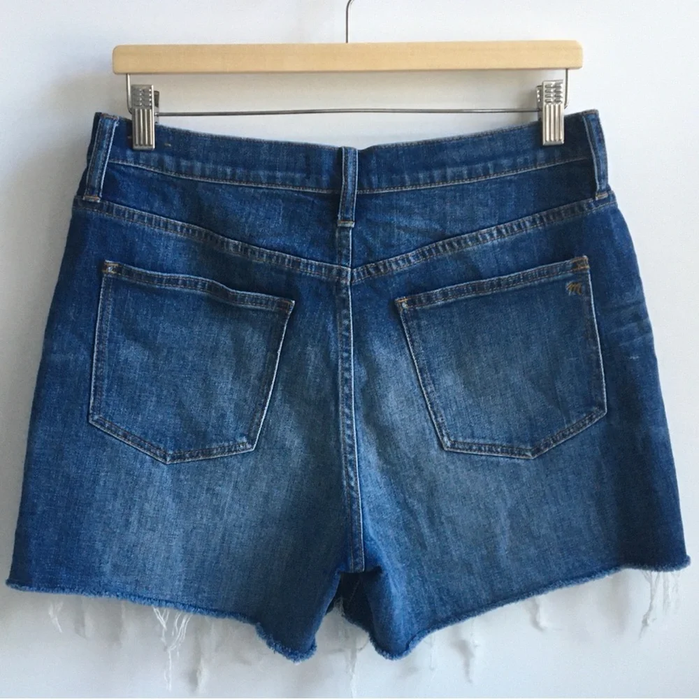 Madewell High Rise Blue Denim Jean Shorts Raw Hem Size 29